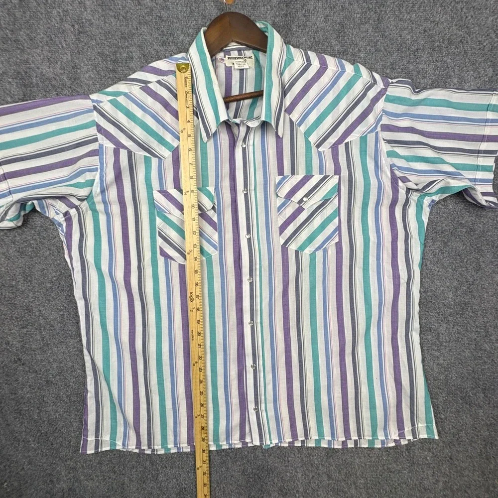 Ruddock Western Shirt Mens 3XL Purple Teal Striped Pearl Snap Vintage USA Made